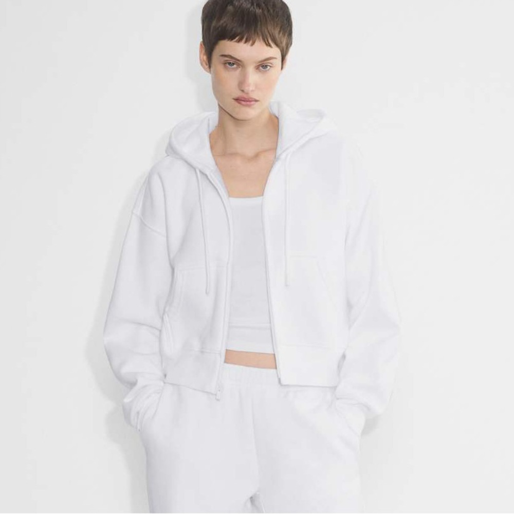 Aritzia White Zip-Up Hoodie